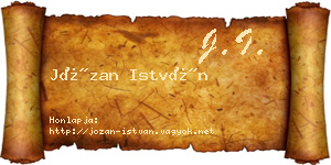 Józan István névjegykártya