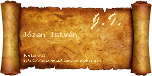 Józan István névjegykártya